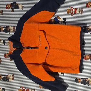 Vintage 90s USA Olympics Orange Fleece Sweater Kangaroo Pocket Kids 2T